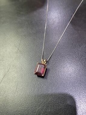 Elegant 3ct Red Emerald Cut Garnet Pendant